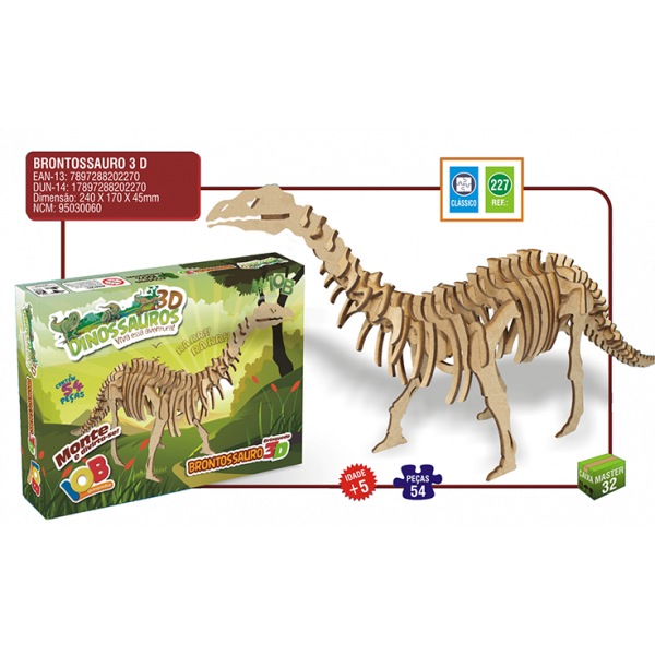 Quebra Cabeça 3D | Dinossauro Brontossauro| IOB