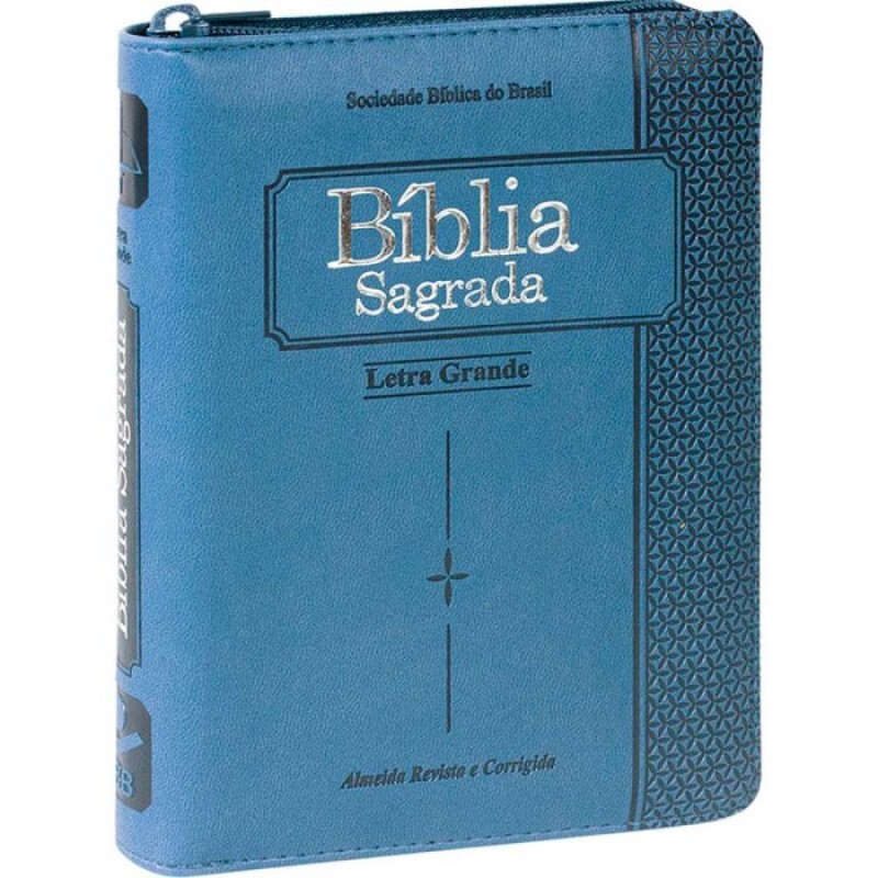 Bíblia Sagrada | Com Índice | Zíper | Capa Luxo | Azul | ARC045TILZLG
