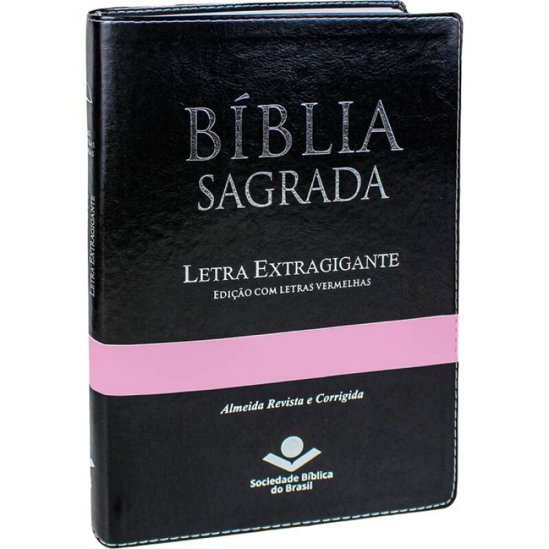 Bíblia Sagrada | Letra Extragigante | Preta com Faixa Rosa | ARC085TILEXGLV
