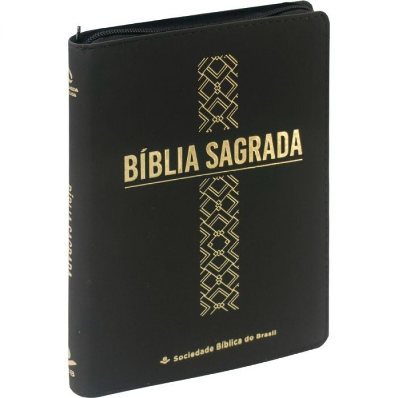 Bíblia Sagrada | Linha ouro | Zíper Preta | NA065LGeZ:PT