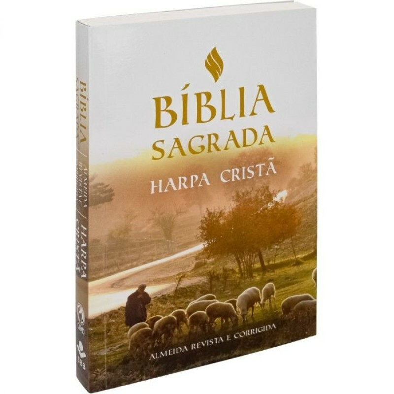 Bíblia com Harpa Brochura Ilustrada Bege Rebanho ARC60H