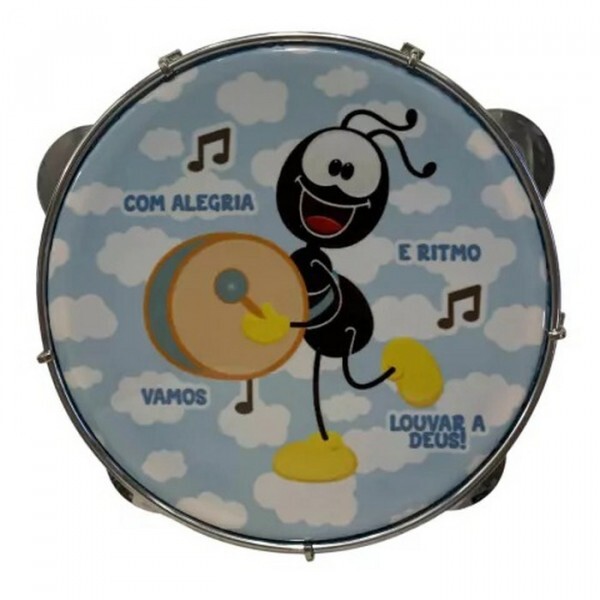 Pandeiro 8" Fórmica Azul, Pele Smilinguido Líder  1T.C/ Capa