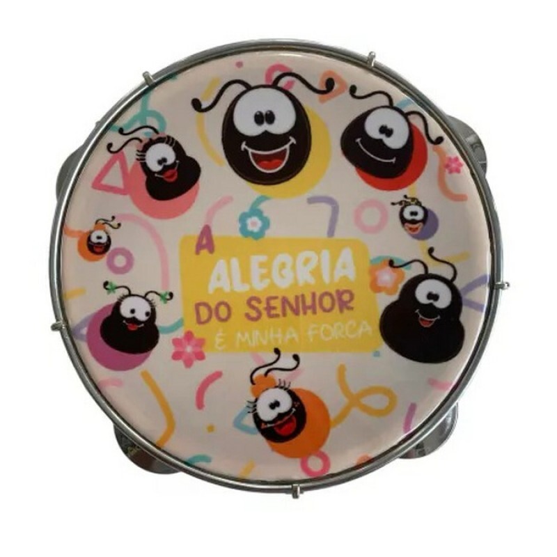 Pandeiro 8" Fórmica, Pele Turma do Smilinguido 1T, C/Capa